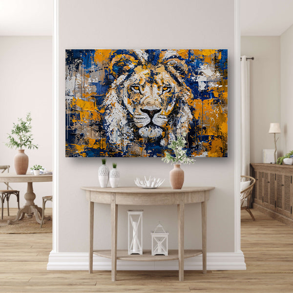 Abstract schilderij van een kleurrijke leeuw canvas