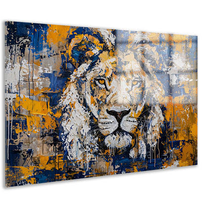 Abstract schilderij van een kleurrijke leeuw acrylglas