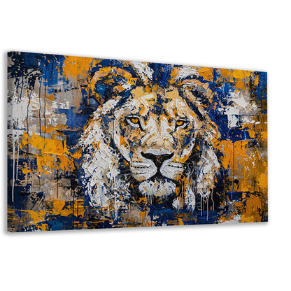 Abstract schilderij van een kleurrijke leeuw canvas
