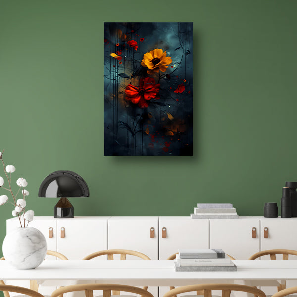 Abstracte bloemen in de regen poster