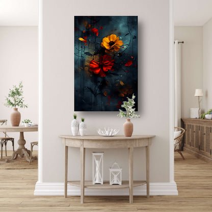 Abstracte bloemen in de regen canvas