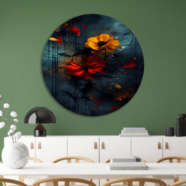 Abstracte bloemen in de regen forex muurcirkel