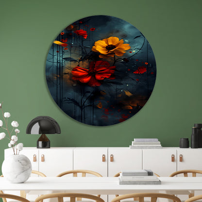 Abstracte bloemen in de regen forex muurcirkel