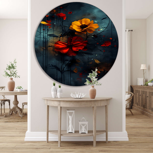 Abstracte bloemen in de regen forex muurcirkel