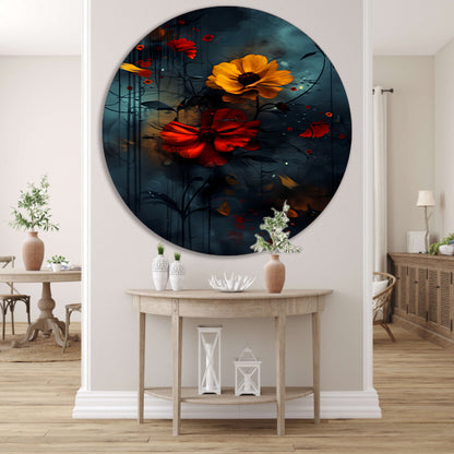 Abstracte bloemen in de regen forex muurcirkel
