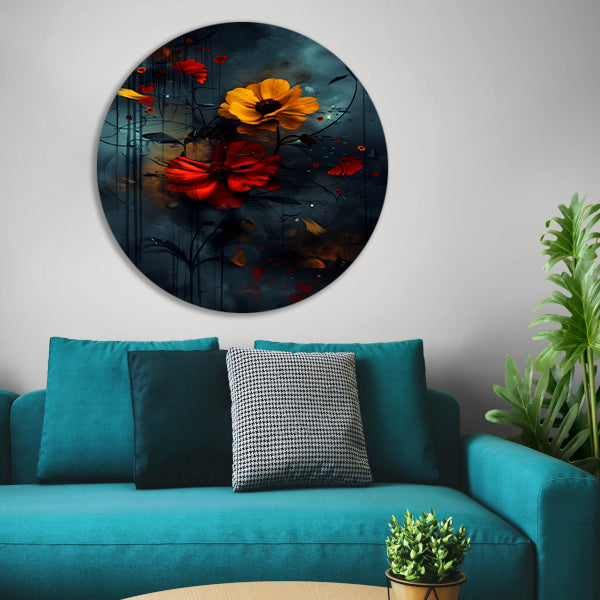 Abstracte bloemen in de regen forex muurcirkel
