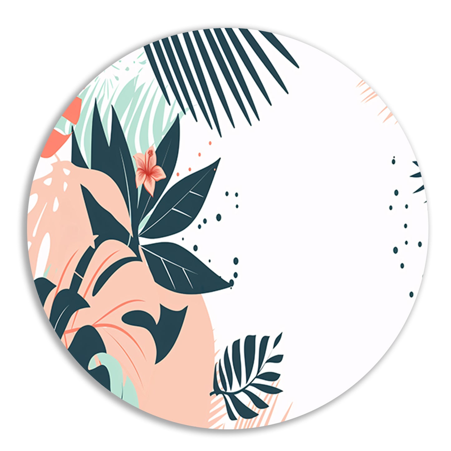 Tropische bladeren en bloemen illustratie aluminium muurcirkel