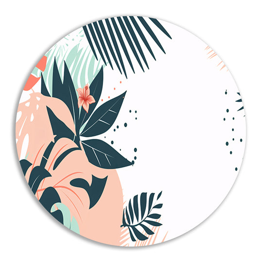 Tropische bladeren en bloemen illustratie aluminium muurcirkel