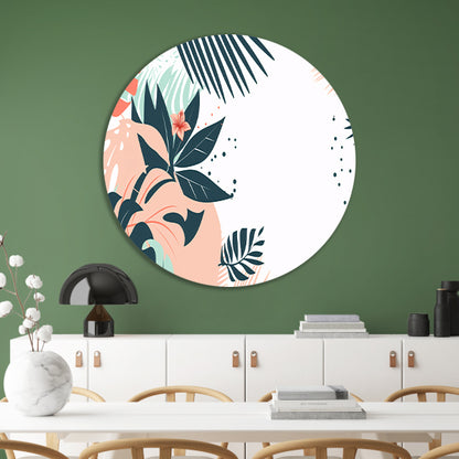 Tropische bladeren en bloemen illustratie aluminium muurcirkel