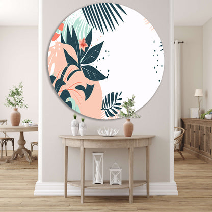 Tropische bladeren en bloemen illustratie aluminium muurcirkel