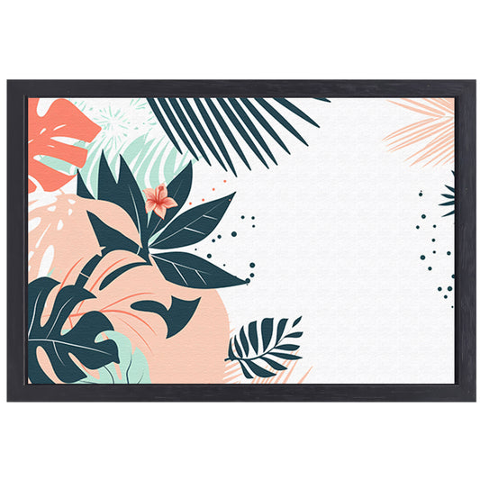 Tropische bladeren en bloemen illustratie canvas met baklijst