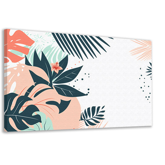 Tropische bladeren en bloemen illustratie canvas
