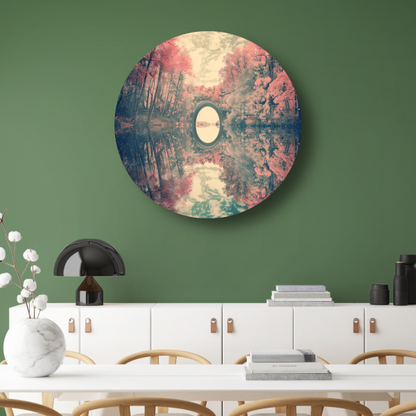 Impressionistische waterlelies in vijver aluminium muurcirkel