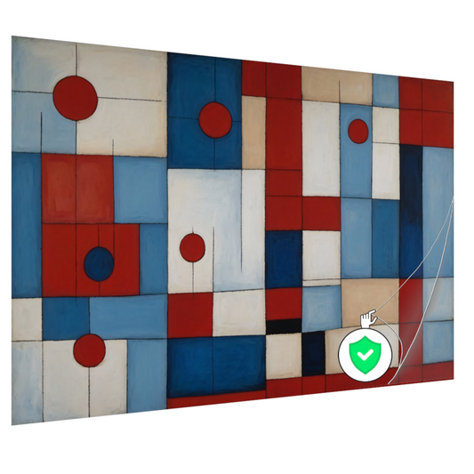 Geometrische harmonie in rood en blauw poster
