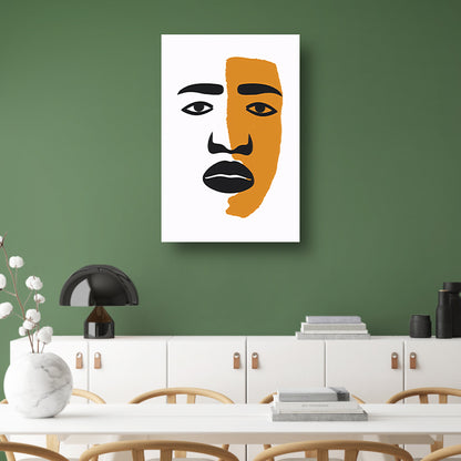 Abstract portret met contrasterende vlakken canvas met baklijst