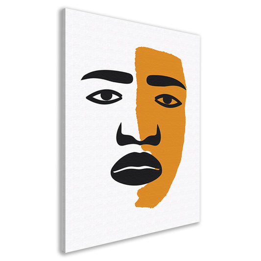 Abstract portret met contrasterende vlakken canvas