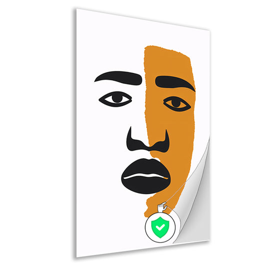 Abstract portret met contrasterende vlakken poster