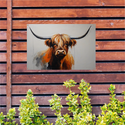 Majestic Highland Cow in Artistic Realism tuinposter