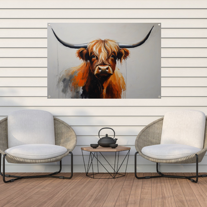 Majestic Highland Cow in Artistic Realism tuinposter