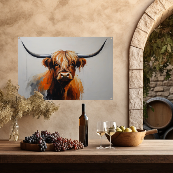 Majestic Highland Cow in Artistic Realism tuinposter