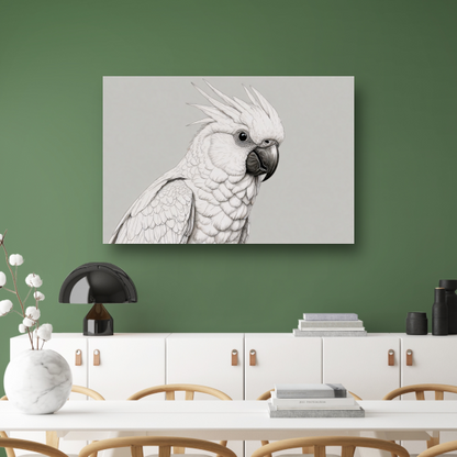 Elegante Zwart-Witte Kaketoe Illustratie poster