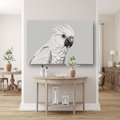 Elegante Zwart-Witte Kaketoe Illustratie acrylglas