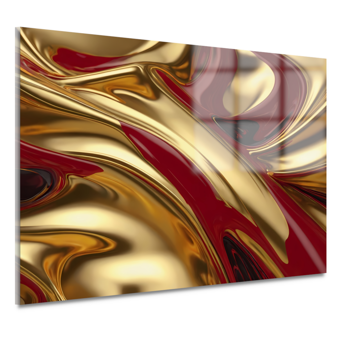 Abstracte golven in goud en rood acrylglas