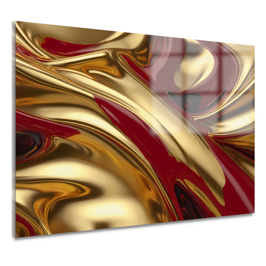 Abstracte golven in goud en rood acrylglas