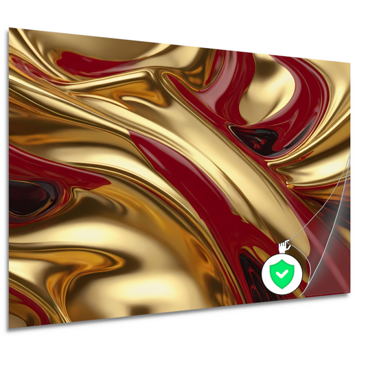 Abstracte golven in goud en rood poster