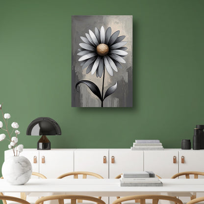 Stilistische Bloem in Monochroom Grijs canvas