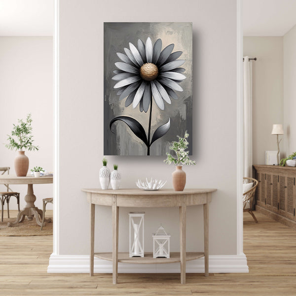 Stilistische Bloem in Monochroom Grijs canvas