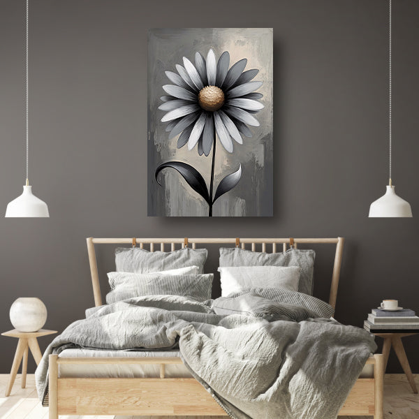 Stilistische Bloem in Monochroom Grijs canvas