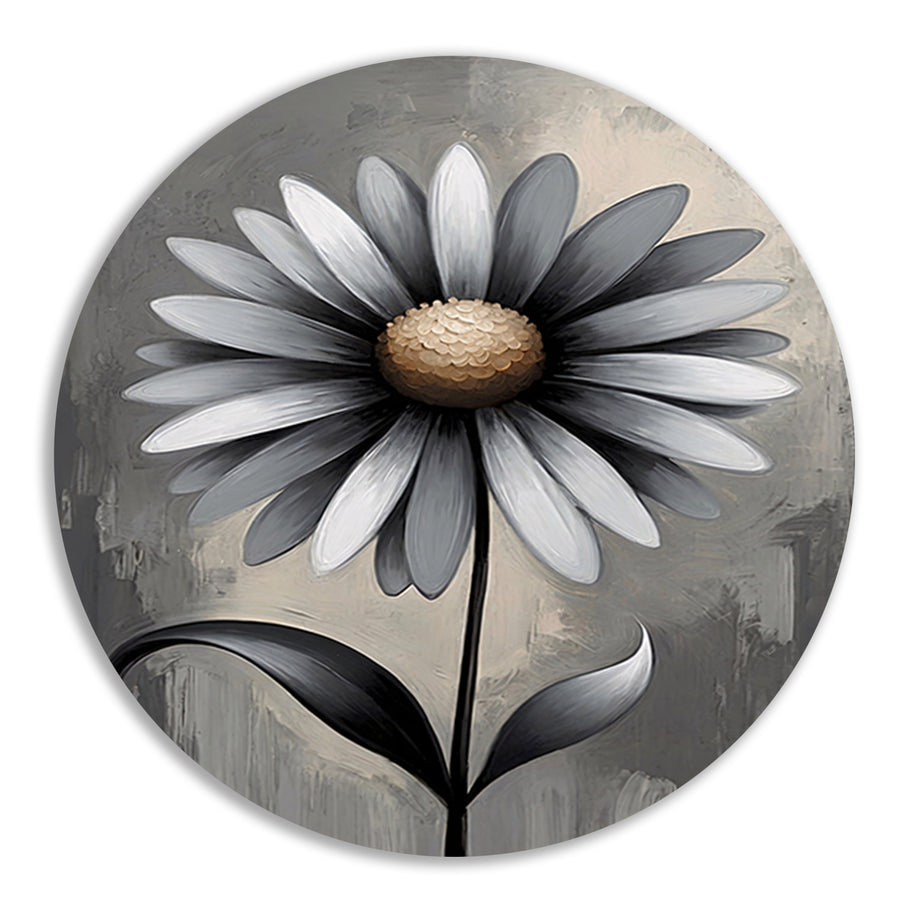 Stilistische Bloem in Monochroom Grijs forex muurcirkel