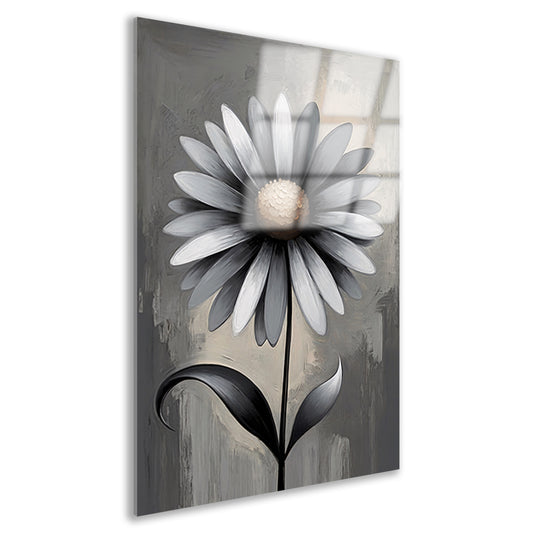 Stilistische Bloem in Monochroom Grijs Acrylglas