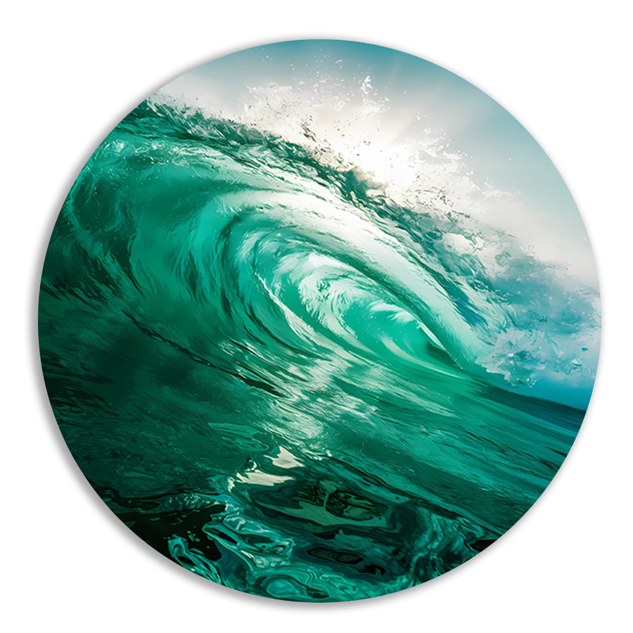 Dynamische oceaan golf met zonlicht forex muurcirkel