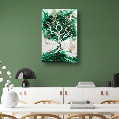 Abstract schilderij van dynamische boom canvas met baklijst