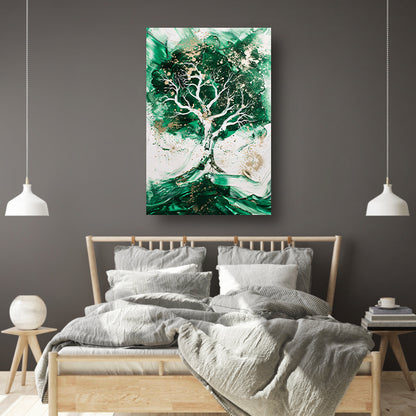 Abstract schilderij van dynamische boom canvas met baklijst