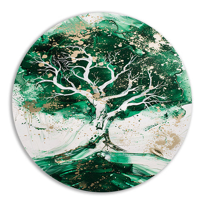 Abstract schilderij van dynamische boom forex muurcirkel