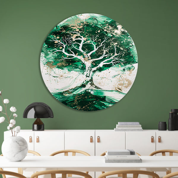 Abstract schilderij van dynamische boom forex muurcirkel