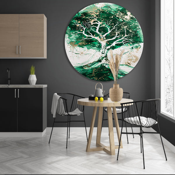 Abstract schilderij van dynamische boom forex muurcirkel