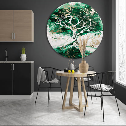 Abstract schilderij van dynamische boom forex muurcirkel