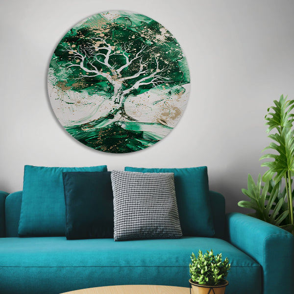 Abstract schilderij van dynamische boom forex muurcirkel