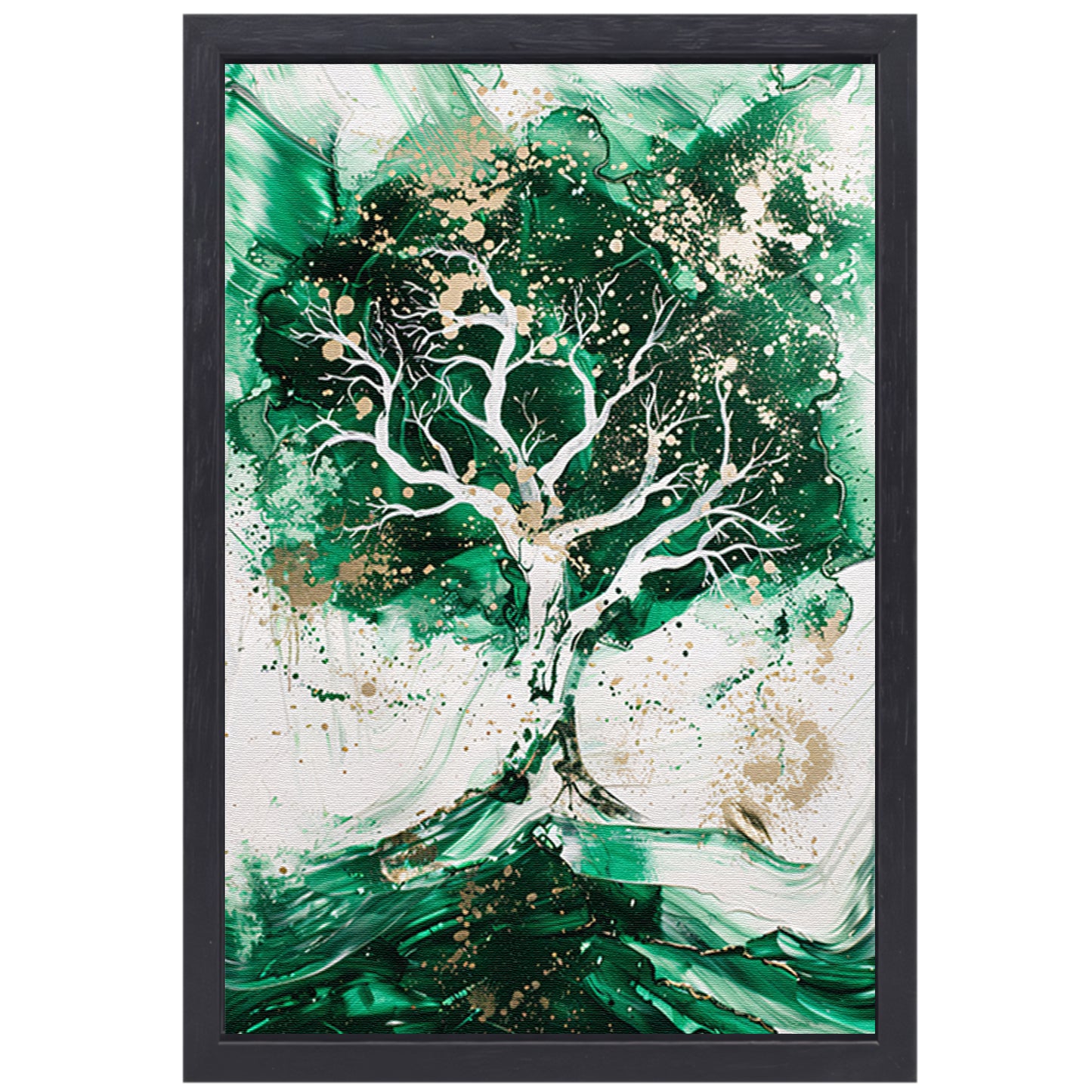 Abstract schilderij van dynamische boom canvas met baklijst