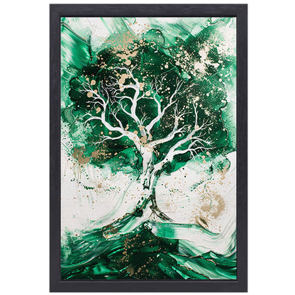 Abstract schilderij van dynamische boom canvas met baklijst