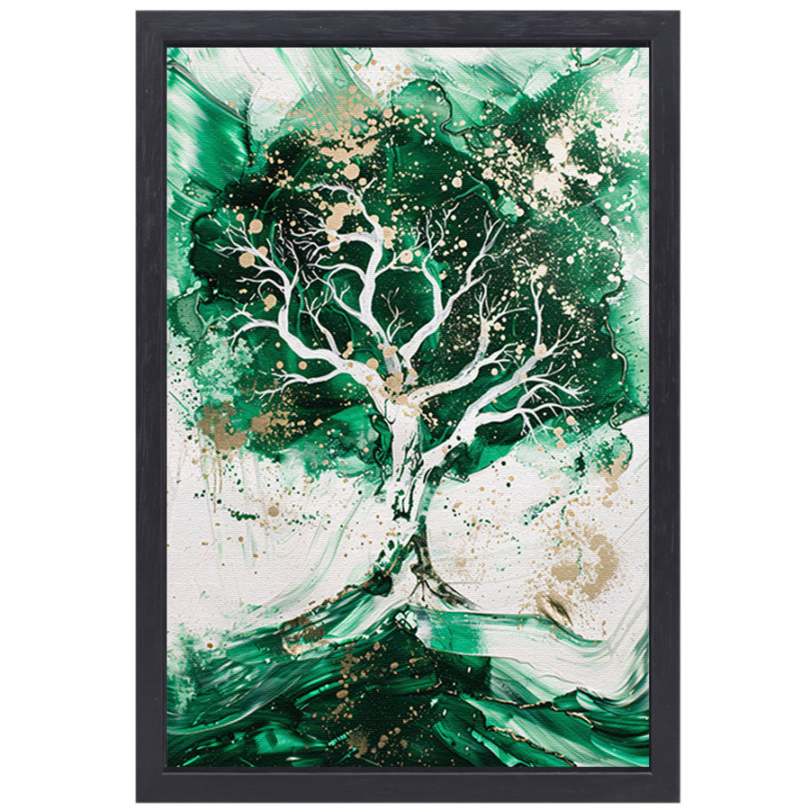 Abstract schilderij van dynamische boom canvas met baklijst
