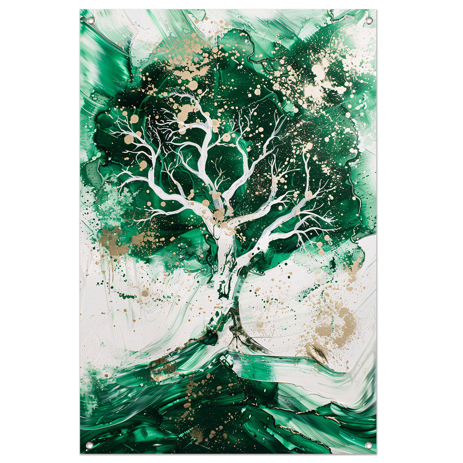 Abstract schilderij van dynamische boom tuinposter