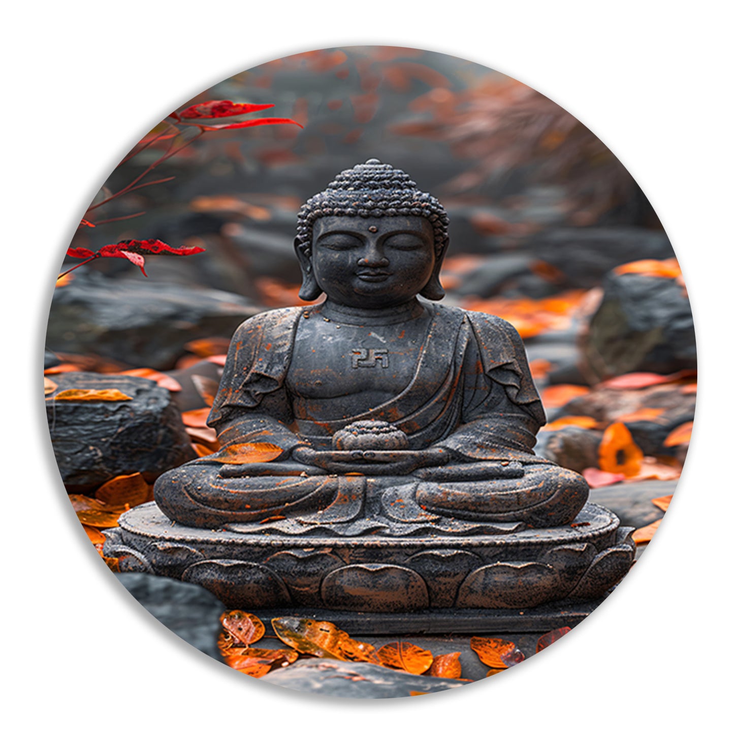 Boeddha in Rust Tussen Herfstbladeren forex muurcirkel