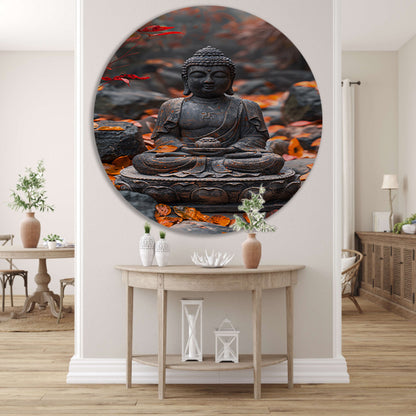 Boeddha in Rust Tussen Herfstbladeren forex muurcirkel