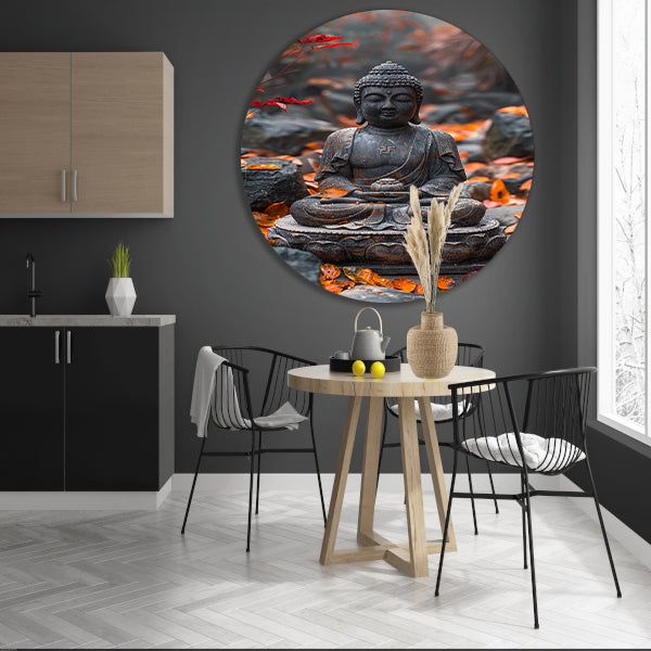 Boeddha in Rust Tussen Herfstbladeren forex muurcirkel