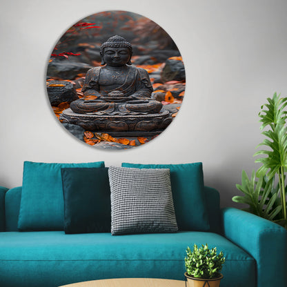 Boeddha in Rust Tussen Herfstbladeren forex muurcirkel